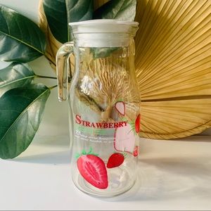 SOLD Strawberry Glass Pitcher - Vintage -
